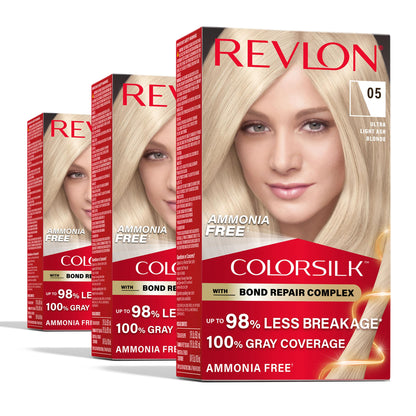 Revlon ColorSilk with Bond Repair Hair Color, 51 Light Brown, 3pk