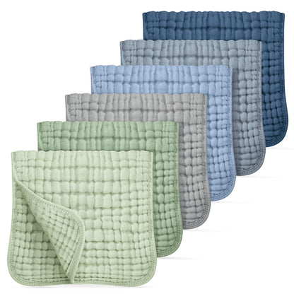 Looxii Muslin Baby Burp Cloths, Absorbent Brup Rags 6 Pack Set for Baby