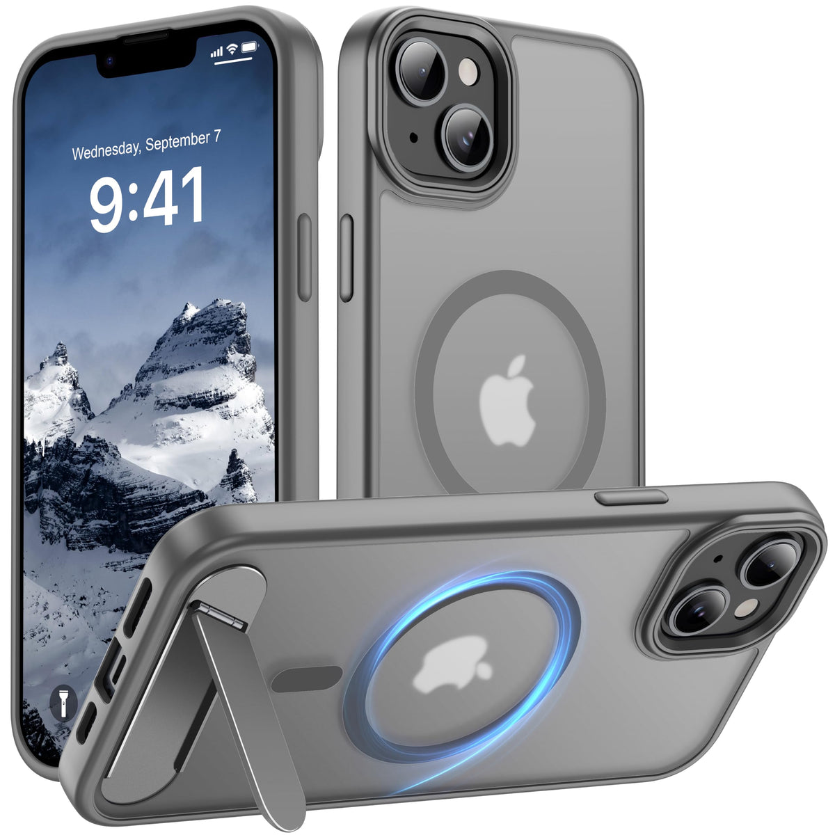 Magnetic Compatible with iPhone 16 Case, [Built-in Kickstand][Full Camera Protection][Compatible with MagSafe][Anti-Fingerprint] Shockproof Phone Case for iPhone 16 6.1",Brown