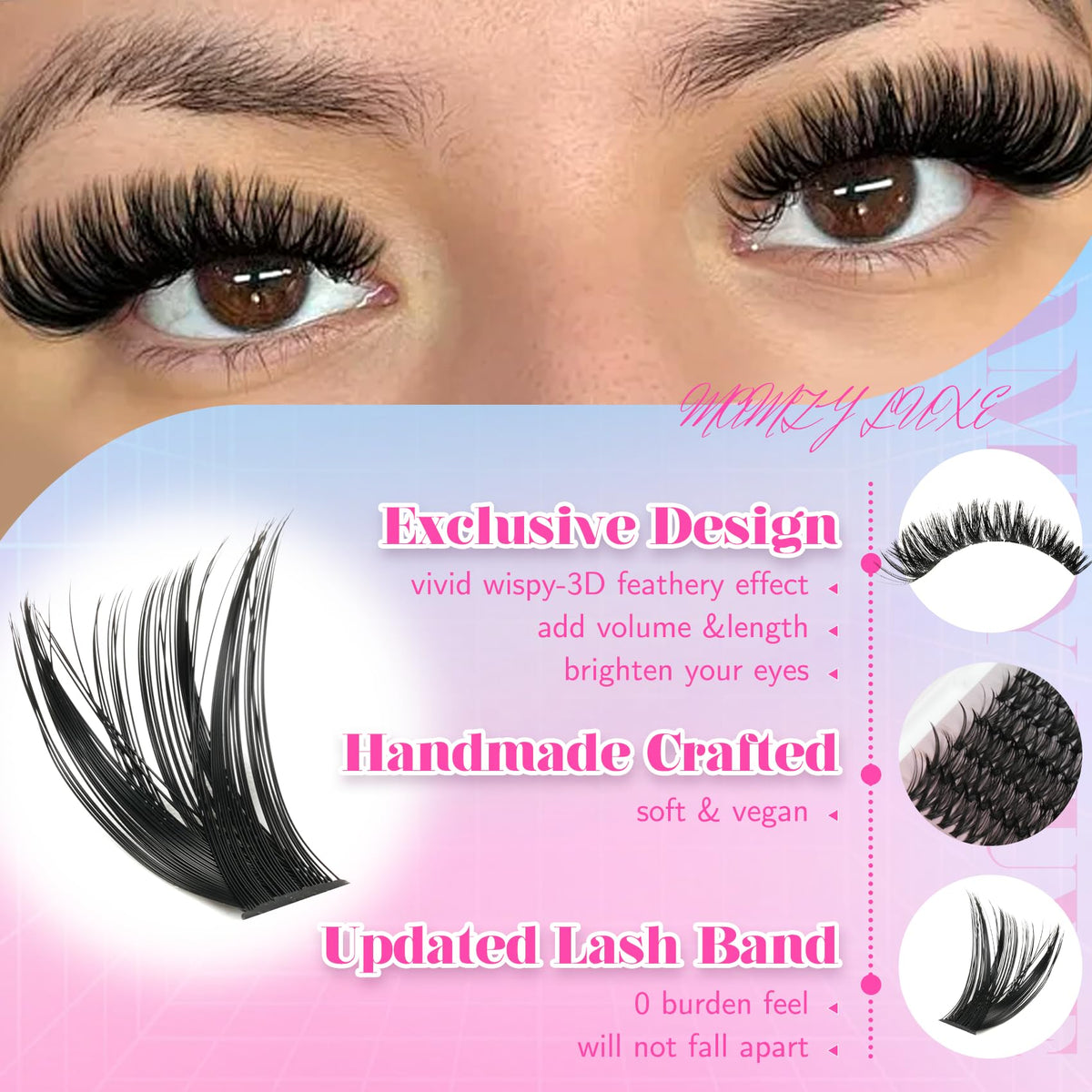 Lash Clusters Wispy 60D Eyelash Clusters 10-18mm Fluff Cluster Eyelash Extensions D Curl No Plastic Feel Individual Lashes Extension 240 Pcs Versatile False Eyelashes Clusters