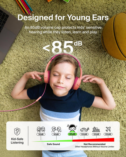 Belkin SoundForm Mini Kids Headphones, Wireless&Wired, 30H Playime, School