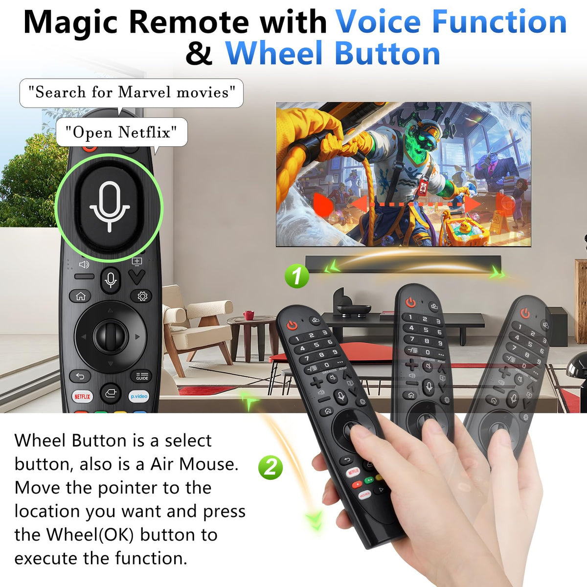 Replacement for Samsung TV Remote, for All 2018-2024 Samsung Remote Control for Smart TV with Voice Control. No Solarcell. 2-Year Warranty.