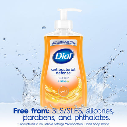Dial Antibacterial Defense Liquid Hand Soap + Aloe, White Tea Scent, 11 Fl Oz (Pack of 4), Dermatologist-Tested Hand Wash, Gentle Formula