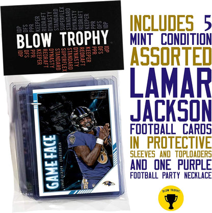 Lamar Jackson Football Card Bundle, Set of 5 Assorted Baltimore Ravens and Louisville Cardinals Mint Football Cards Gift Set of Heisman MVP Quarterback Lamar Jackson, Protected by Sleeve and Toploader