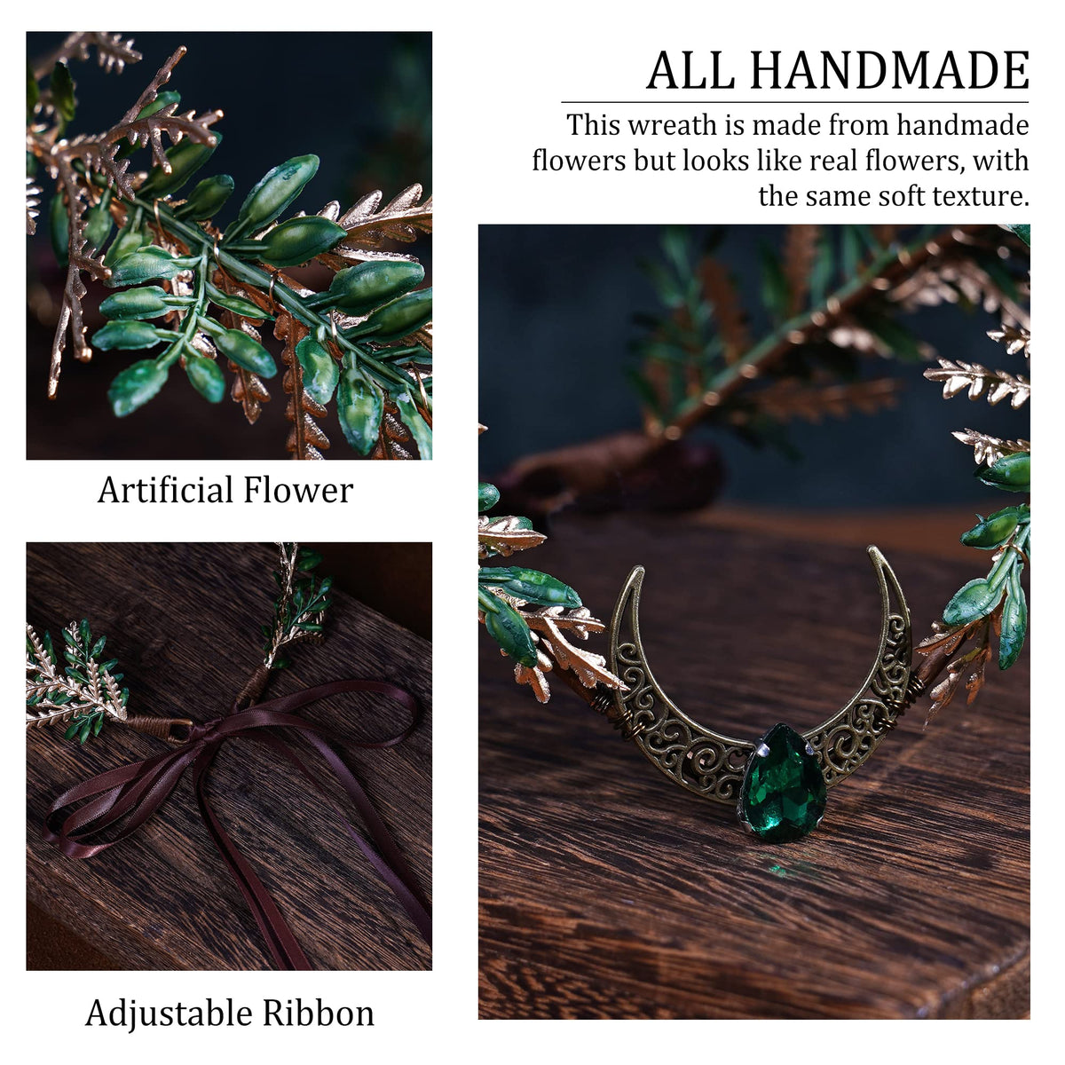 MOSTORY Renaissance Fairy Flower Crown, Woodland Elf Crown Headpiece