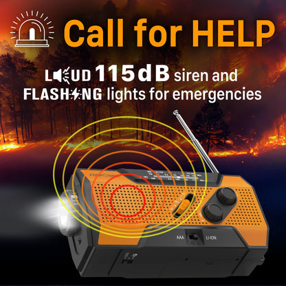 FosPower NOAA Emergency Weather Radio D8 37000mWh Portable Power Bank, AM/FM, USB/Solar/Hand Crank Charging, SOS Alarm & Flashlight for Indoor/Outdoor Emergency - Orange
