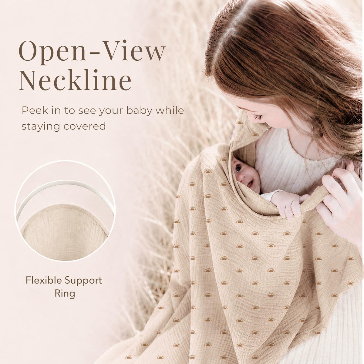 Konssy Muslin Nursing Cover Up for Breastfeeding with Rigid Hoop
