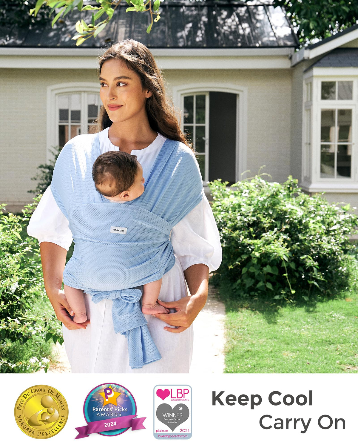 Momcozy Baby Wrap Carrier, Easy-On 2-Piece Design, Newborn to 33 lb