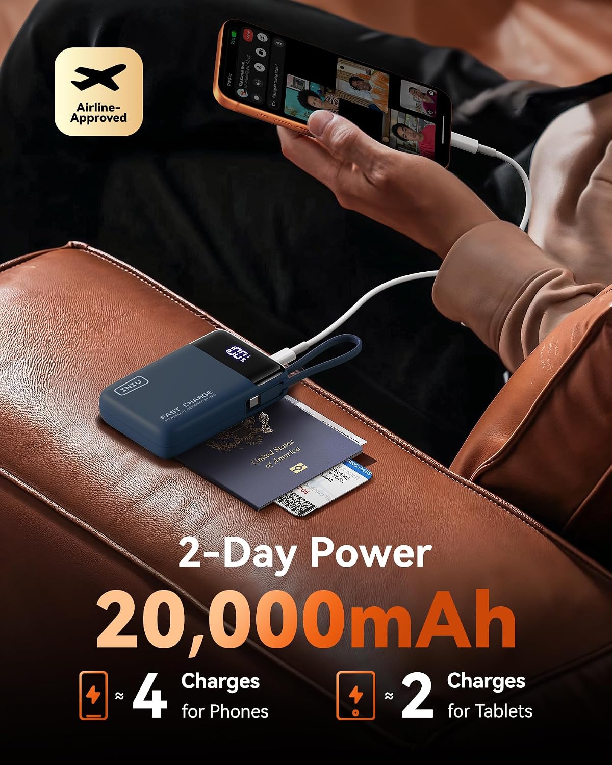 INIU Portable Charger, Smaller 45W Fast Charging Power Bank, 10000mAh Black