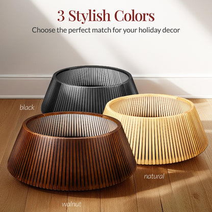 Best Choice Products 36in Christmas Tree Collar, Solid Wood Slatted Tree Skirt Holiday Accessory for Home - Walnut