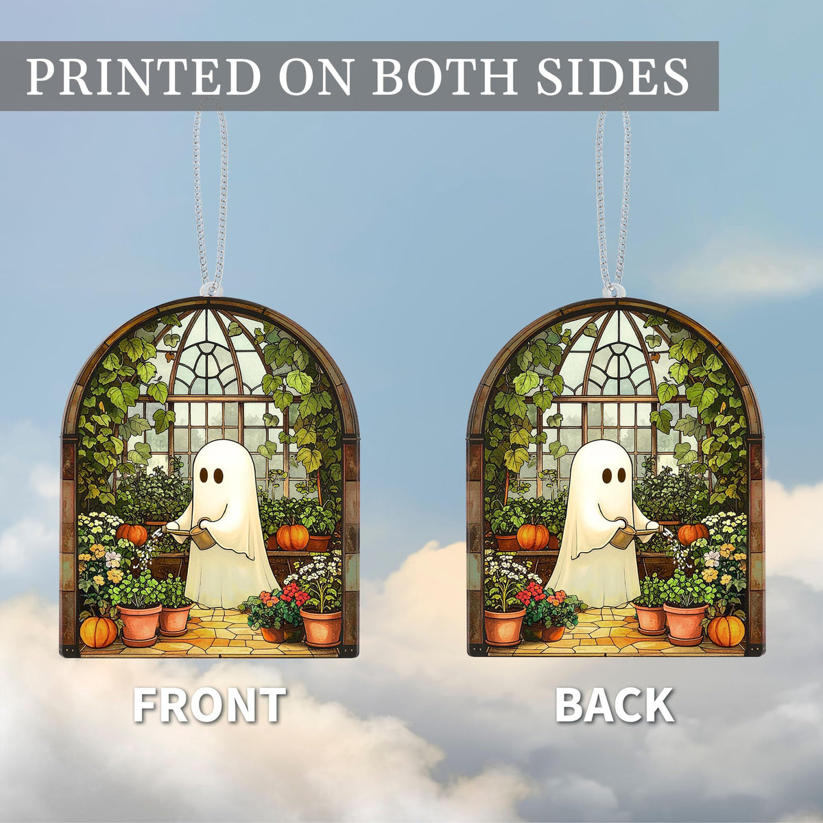 Halloween Plant Gifts, Stained Glass Window Hanging, Gothic Spooky Decor
