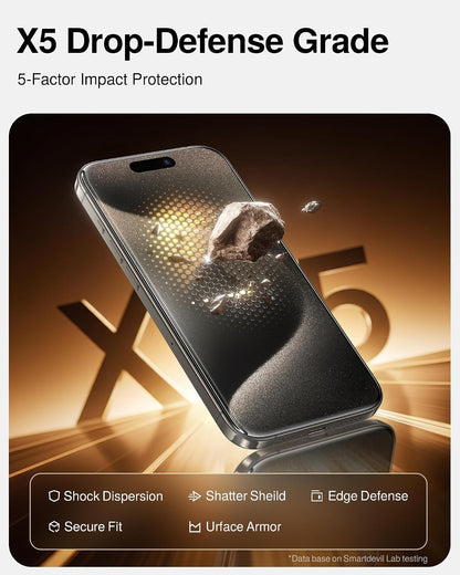SMARTDEVIL 2 Pack Tempered Glass for iPhone 15 Pro Screen Protector