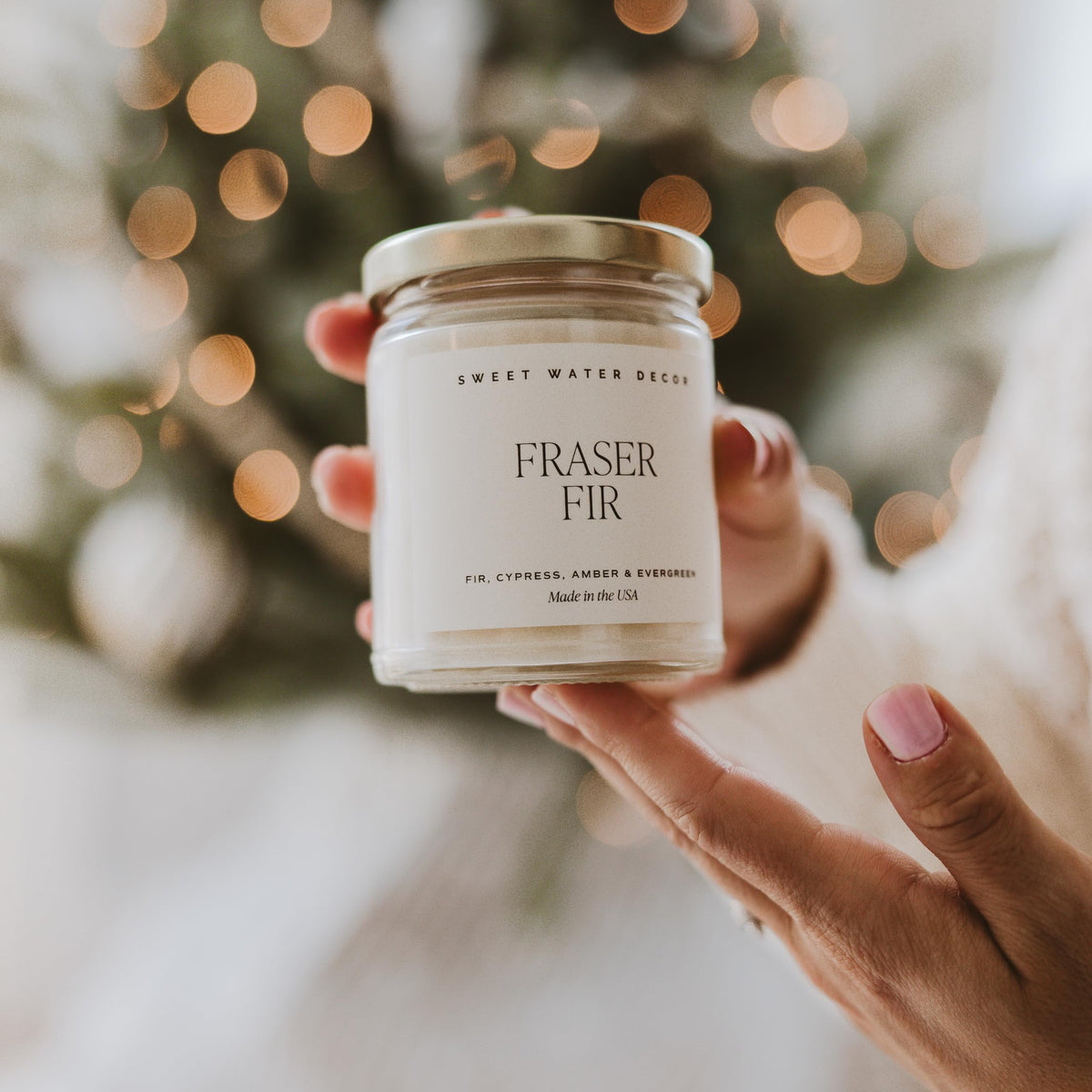 Sweet Water Decor Christmas Candle Gift, Holiday Scented 9oz Clear Jar