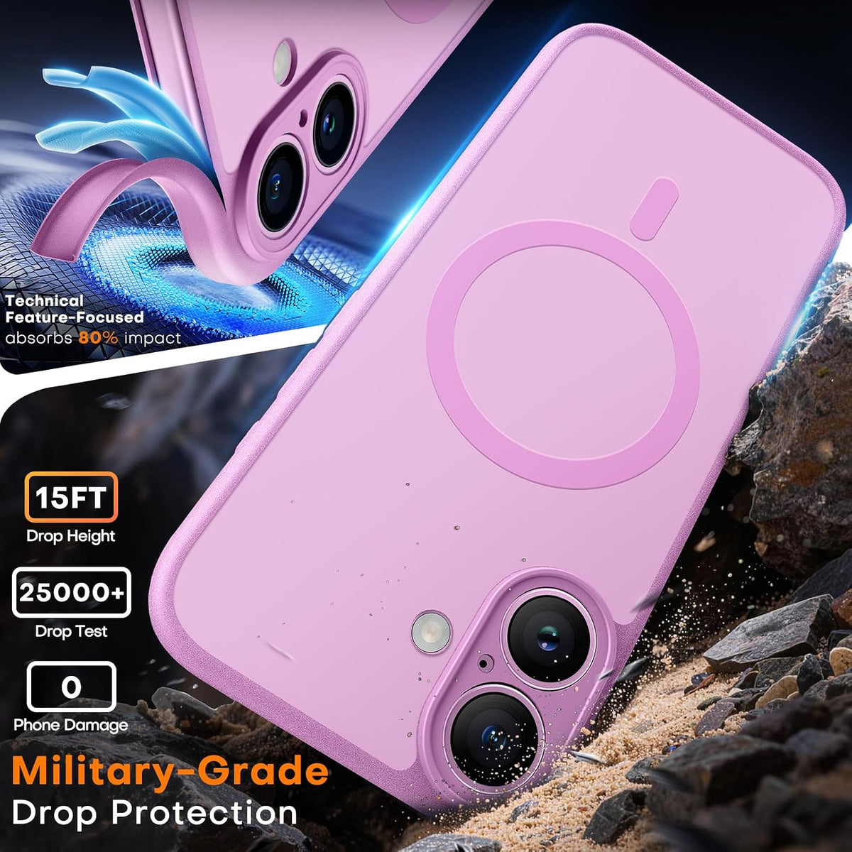 TAURI for iPhone 16 Pro Max Case, Compatible with MagSafe, Purple