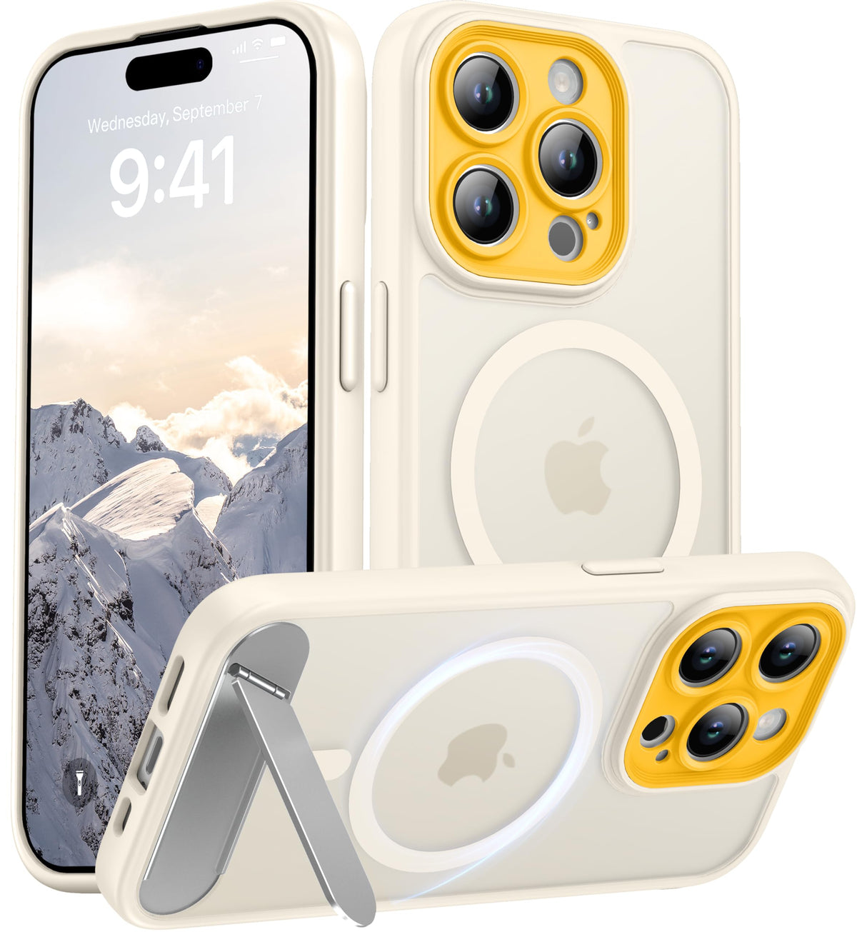 Magnetic Compatible with iPhone 16 Case, [Built-in Kickstand][Full Camera Protection][Compatible with MagSafe][Anti-Fingerprint] Shockproof Phone Case for iPhone 16 6.1",Brown