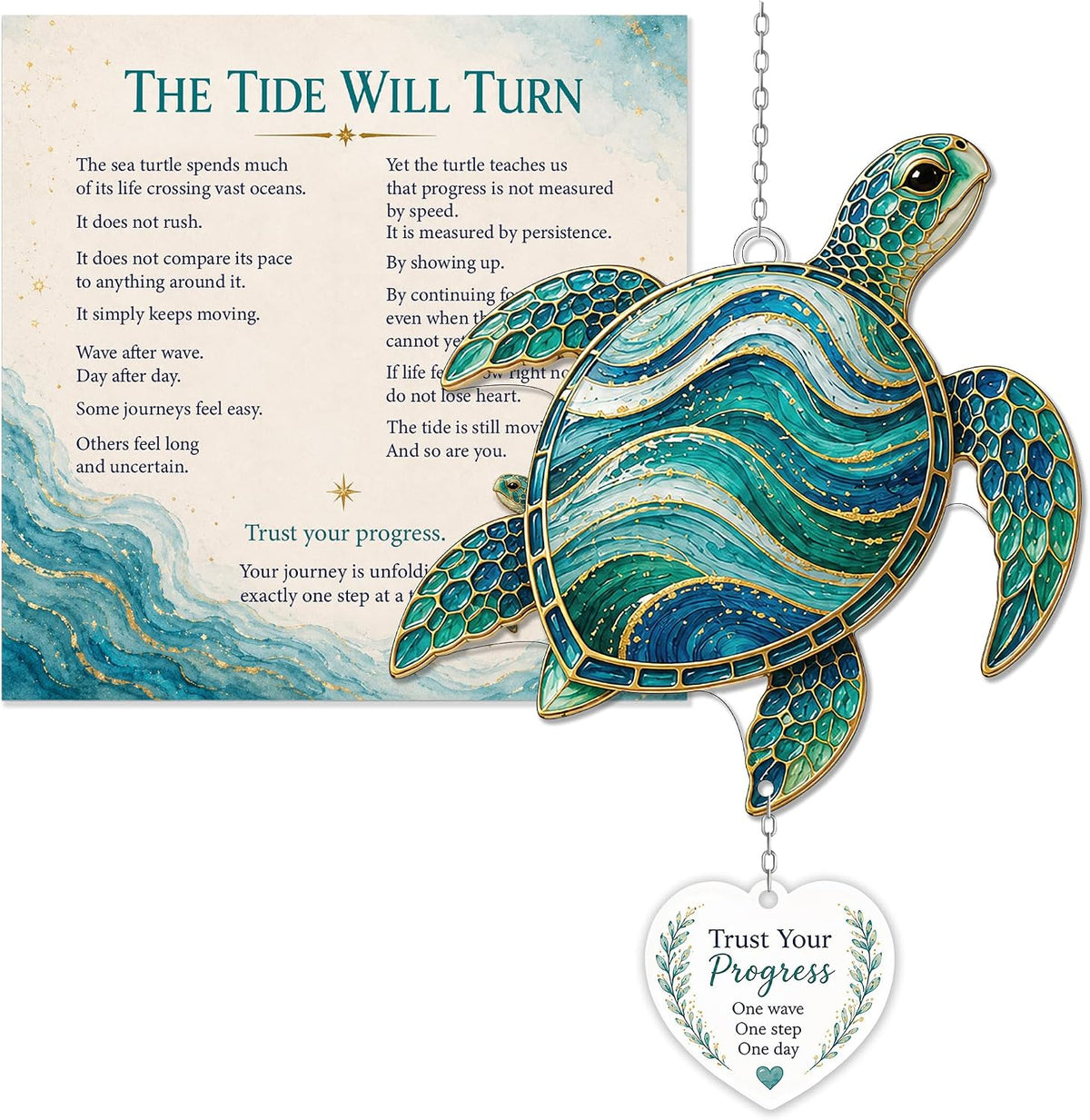 4" Acrylic Sea Turtle Suncatcher for Windows, Inspirational Gift for Women