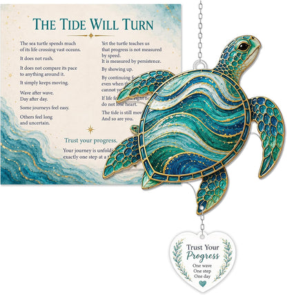 4" Acrylic Sea Turtle Suncatcher for Windows, Inspirational Gift for Women