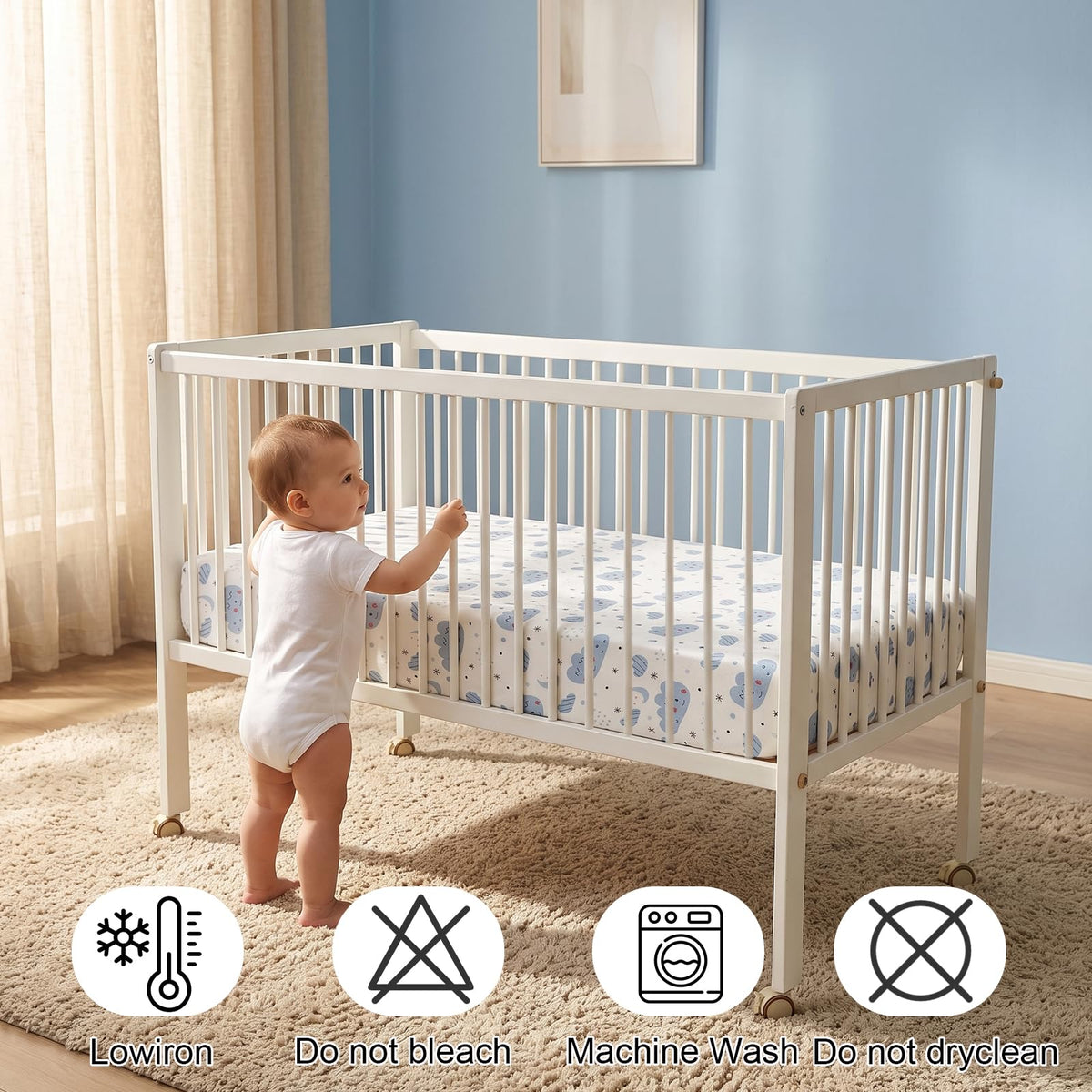 GUNTAIL Baby Crib Sheets for Boys Girls, 2 Pack Fitted Crib Sheet for Standard Crib and Toddler Mattress, Soft Microfiber Baby Sheet 52x28x8in. (Love & Pink)