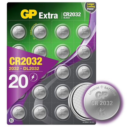 GP Extra CR2032 3V Lithium Coin Batteries – Pack of 10, AirTag & Key Fob