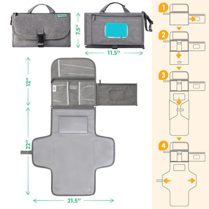 Kopi Baby Portable Diaper Changing Pad, Wipes Pocket, Classic Black Arrows