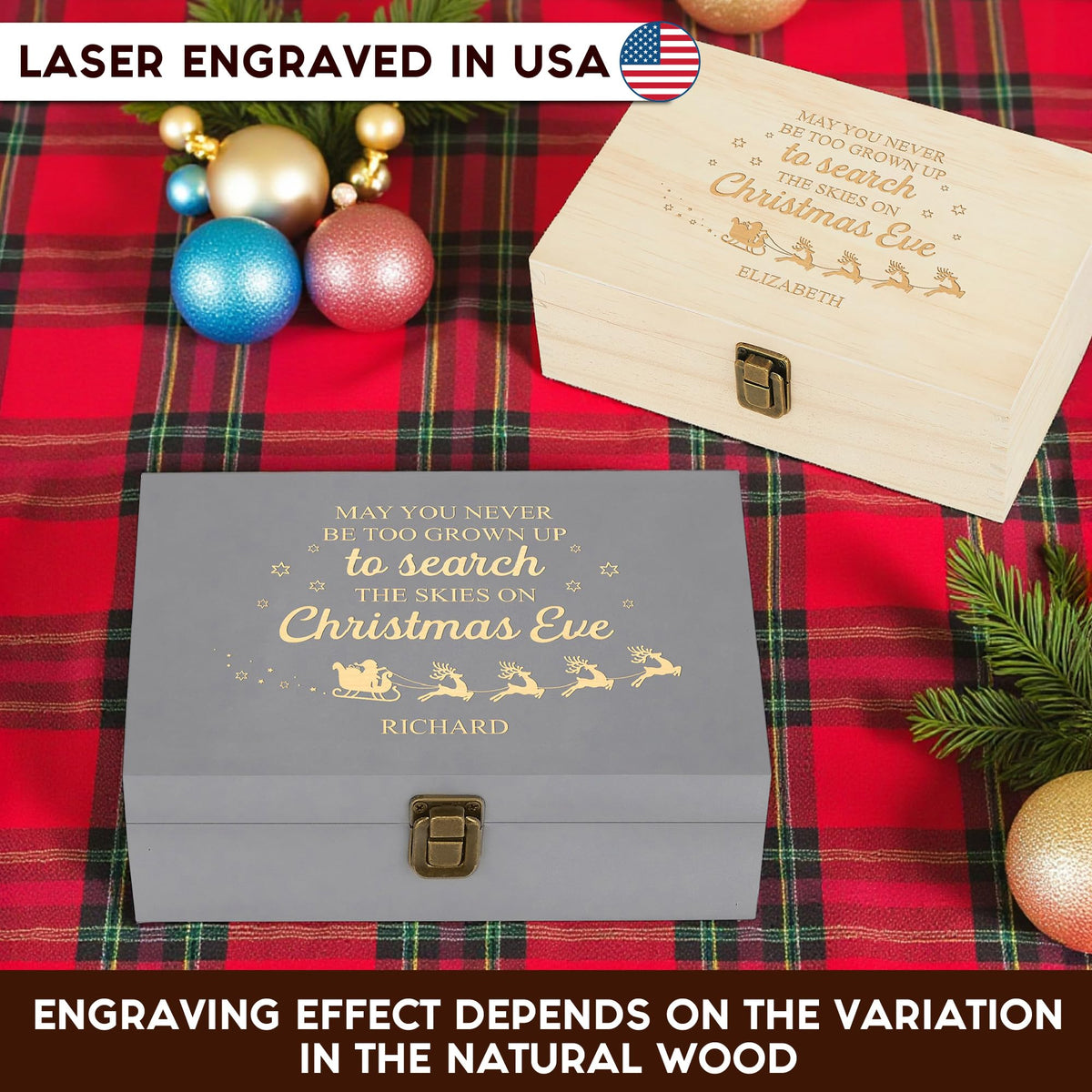 Personalized Wooden Keepsake Box, Custom Engraved Memory Box with Lid