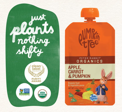 Pumpkin Tree Peter Rabbit Organics, Banana, Mango, and Kale, 4 Squeeze Pouch, Mango, Broccoli & Kale, 4.4 Ounce (Pack of 10)