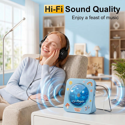 Gueray CD Player Portable Bluetooth Desktop CD Player for Home (Black)