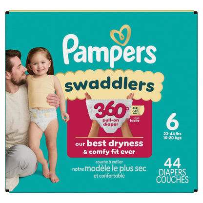 Pampers Diapers - Swaddlers 360° - Size 5, 116 Count, up to 100% Leakproof Comfy Dry Fit, Designed for Easy Changes, Pull On Baby Diaper