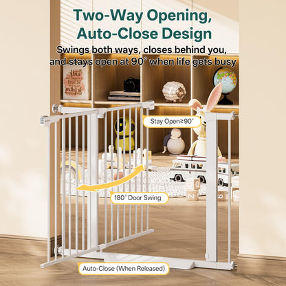 InnoTruth 27-36.6 in Wide Baby Gate for Stairs and Doorways, Black