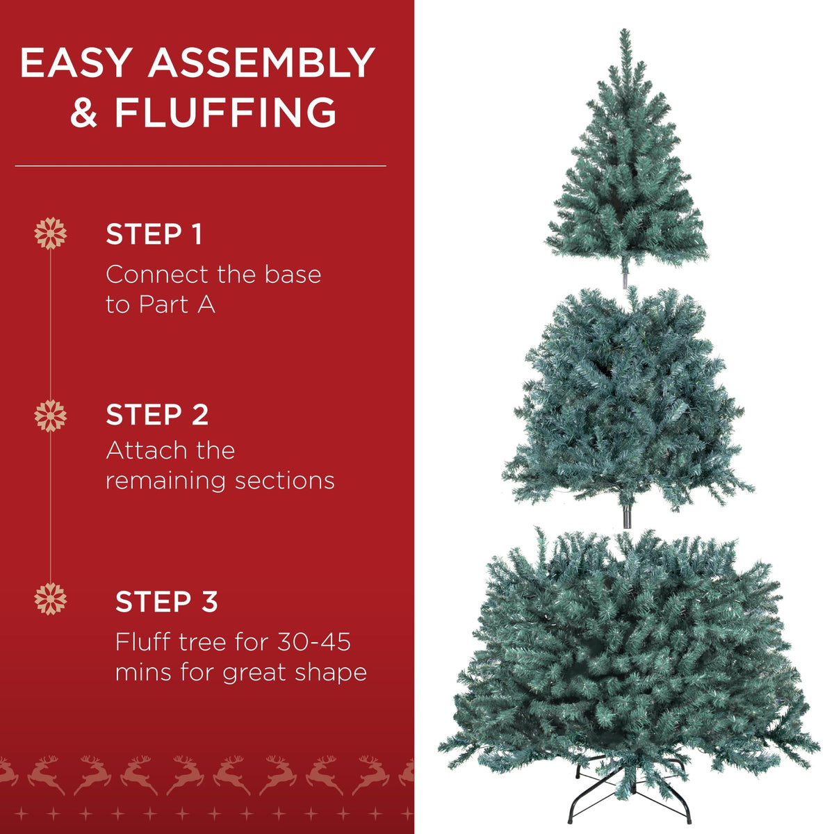 Best Choice Products Artificial Christmas Tree, 6ft Premium Unlit Realistic Spruce Holiday Décor w/Dense Branches, Easy Assembly, Metal Base - Green Spruce