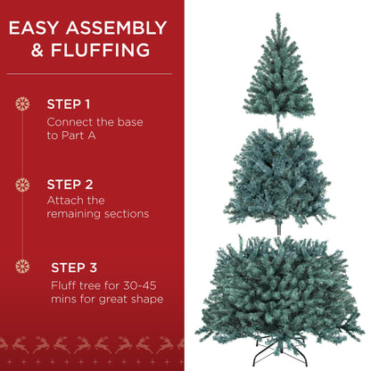 Best Choice Products Artificial Christmas Tree, 6ft Premium Unlit Realistic Spruce Holiday Décor w/Dense Branches, Easy Assembly, Metal Base - Green Spruce