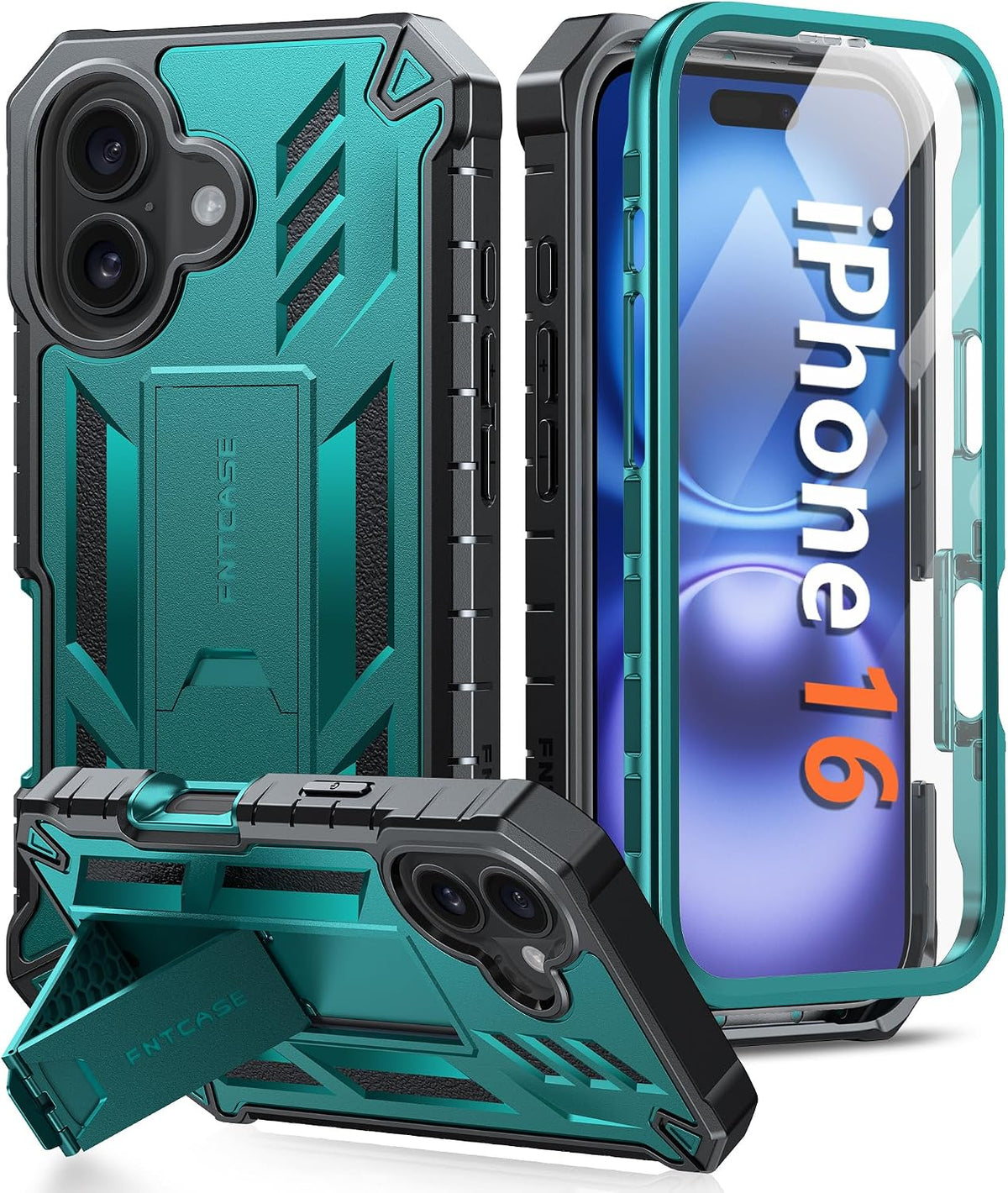 FNTCASE for iPhone 16 Case with Belt Clip and Built-in Screen Protector