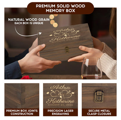 Personalized Wooden Keepsake Box, Custom Engraved Memory Box with Lid