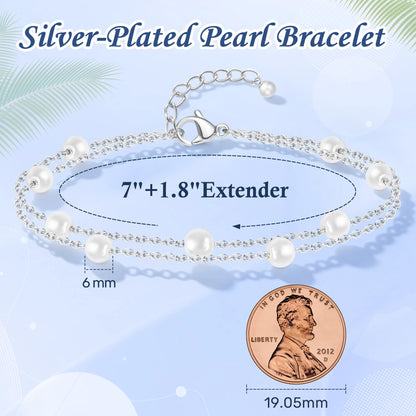 Pearl Bracelets for Women and Girls, Dainty Bracelet Wedding Pearl Jewelry
