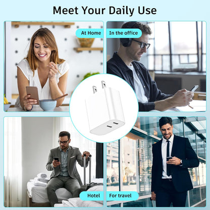 USB C Charger Block 3 Pack, Dual Port 20W Fast Wall Plug