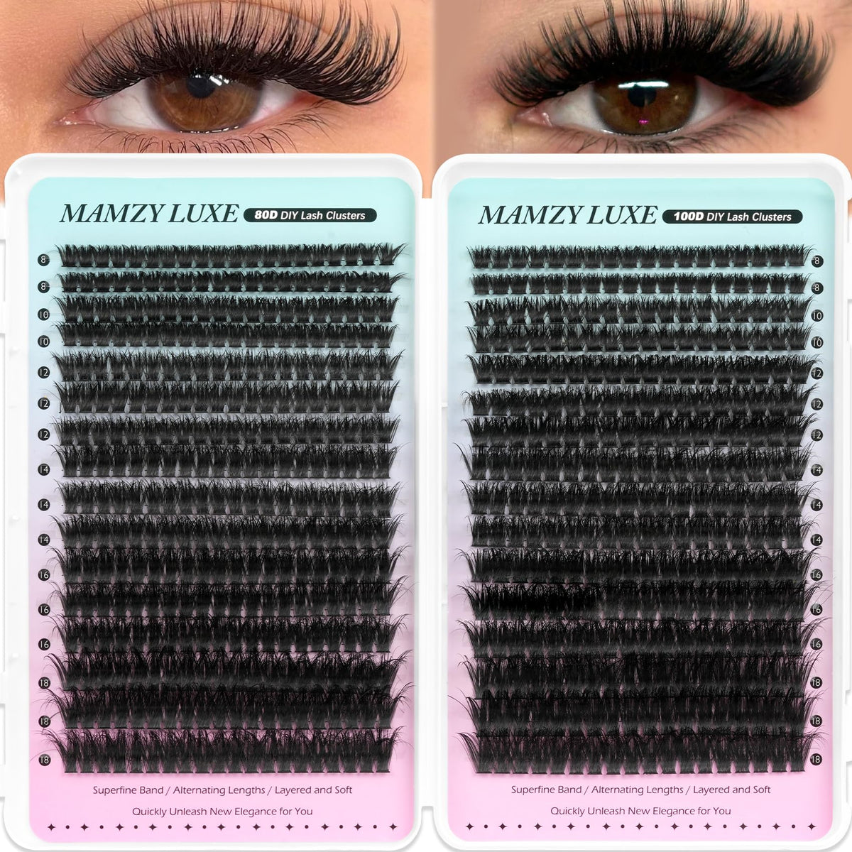 Lash Clusters Wispy 60D Eyelash Clusters 10-18mm Fluff Cluster Eyelash Extensions D Curl No Plastic Feel Individual Lashes Extension 240 Pcs Versatile False Eyelashes Clusters