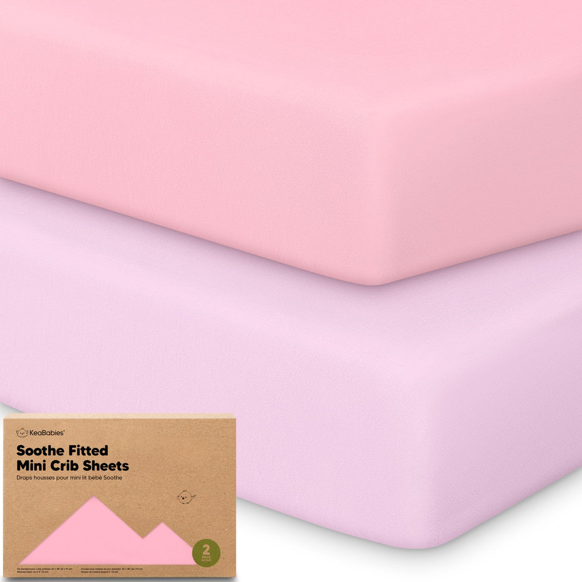 2pk Mini Crib Sheets Fitted 38x26 Pack N Play Mattress Sheet (Bumble Bear)