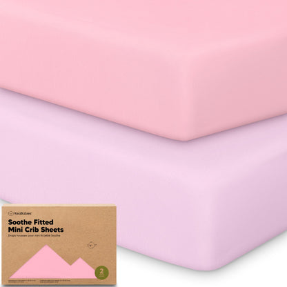 2pk Mini Crib Sheets Fitted 38x26 Pack N Play Mattress Sheet (Bumble Bear)