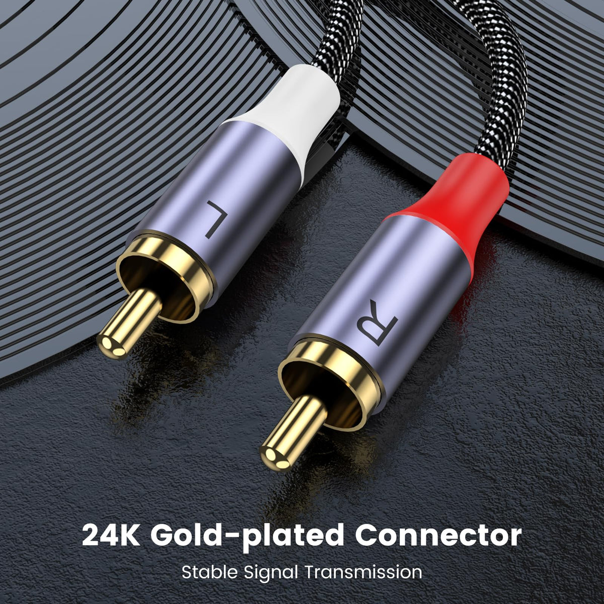 MOSWAG 2RCA Male to 2RCA Male Phono Cable 1m, 2 RCA Audio Cable Phono Lead