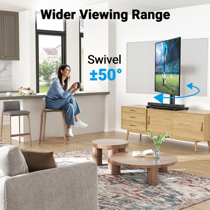 PERLESMITH Universal Swivel TV Stand for 32-75 inch TVs to 99lbs with Legs