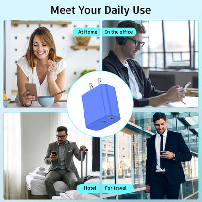 USB C Charger Block 3 Pack, Dual Port 20W Fast Wall Plug
