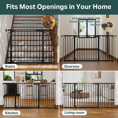 Cumbor 29.7-51.5 in Extra Wide Baby Gate for Stairs, Dog Gate Indoor Black