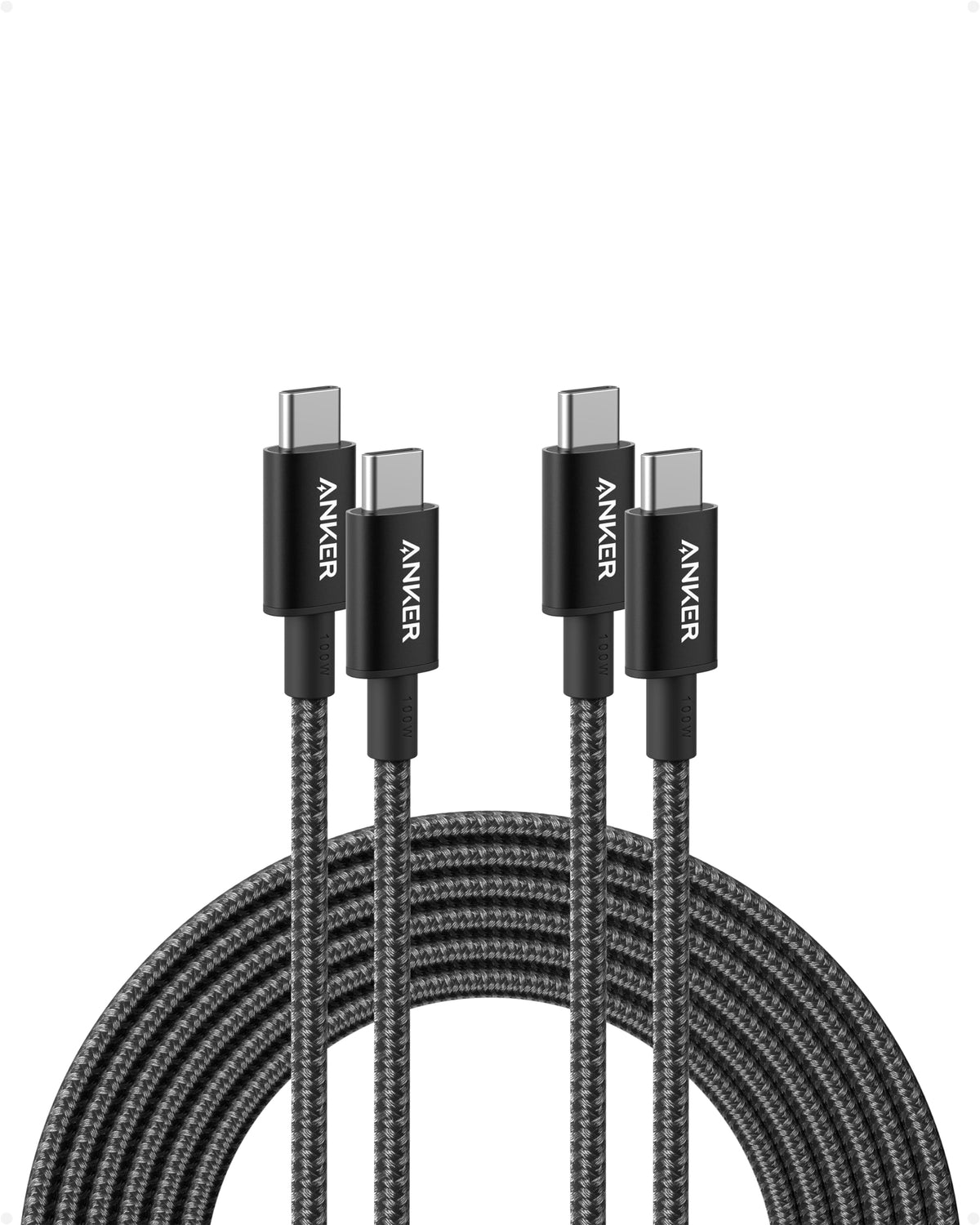 Anker USB C to USB C Cable, 100W Fast Charging Cable (2-Pack, 6 ft, Black)