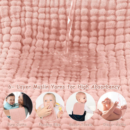 Looxii Muslin Baby Burp Cloths, Absorbent Brup Rags 6 Pack Set for Baby
