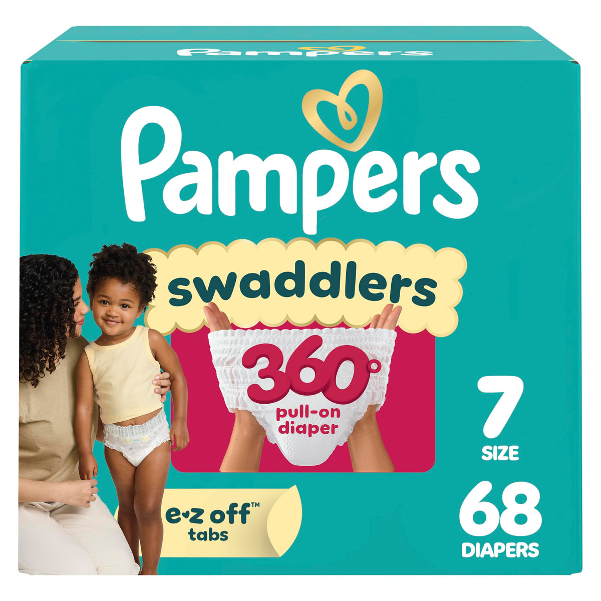 Pampers Diapers - Swaddlers 360° - Size 5, 116 Count, up to 100% Leakproof Comfy Dry Fit, Designed for Easy Changes, Pull On Baby Diaper