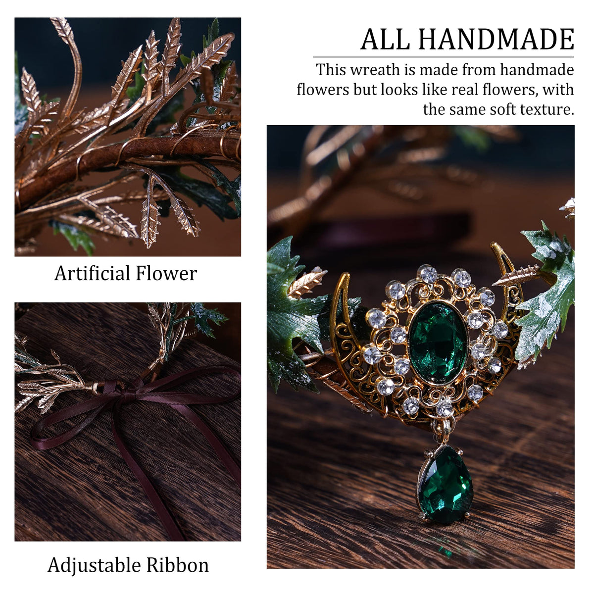 MOSTORY Renaissance Fairy Flower Crown, Woodland Elf Crown Headpiece