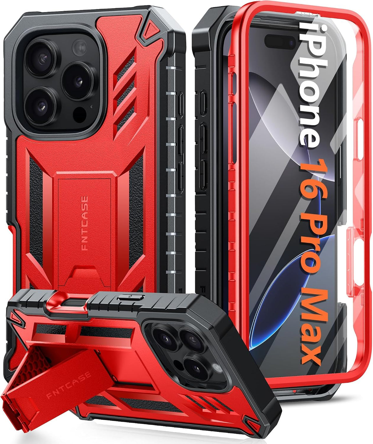 FNTCASE for iPhone 16 Case with Belt Clip and Built-in Screen Protector