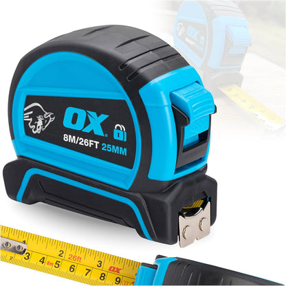 OX Pro Dual Auto Lock Tape Measure 5m, Magnetic Hook, Metric & Imperial