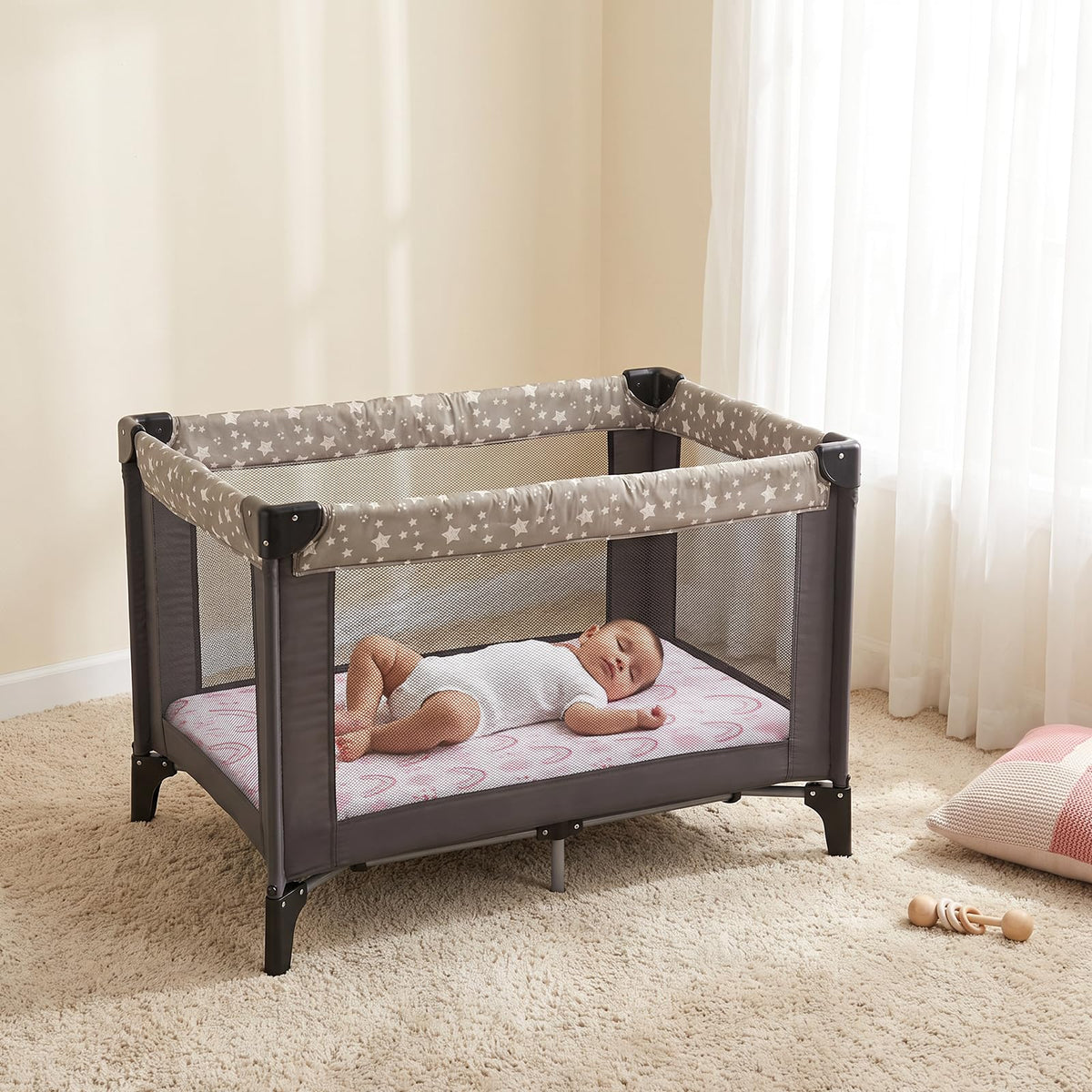 GUNTAIL Baby Crib Sheets for Boys Girls, 2 Pack Fitted Crib Sheet for Standard Crib and Toddler Mattress, Soft Microfiber Baby Sheet 52x28x8in. (Love & Pink)