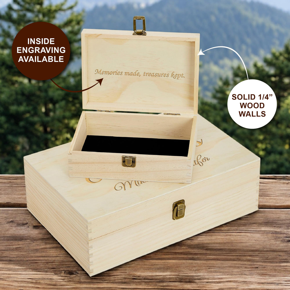 Personalized Wooden Keepsake Box, Custom Engraved Memory Box with Lid